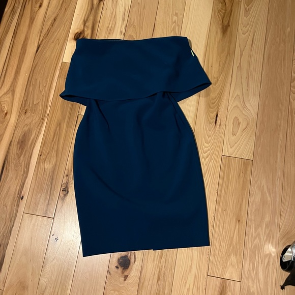 Likely Driggs Dress in Cerulean Blue Strapless Off Shoulder Ruffle Knee Length - Picture 5 of 5